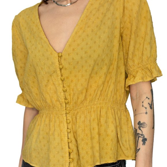 Madewell • Small • Short Sleeve Blouse • Yellow - Picture 7 of 8